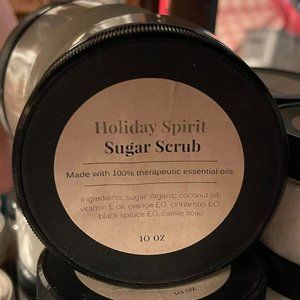 New Holiday Spirit Organic Sugar Scrub Body Exfoliant Scrub 10 oz jar